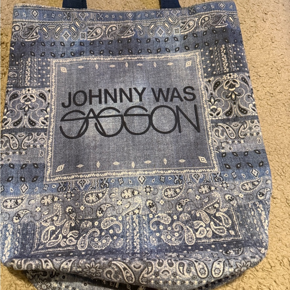 Johnny Was Denim Blue Paisley Tote - Picture 3 of 3